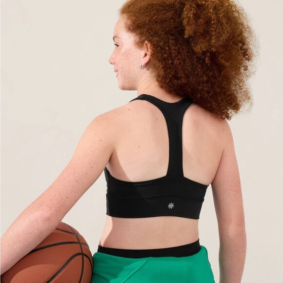 NWT Athleta Girl Transcend Crossover Bra Black Size Large / 12 - Picture 1 of 7